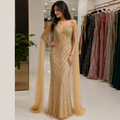 Golden Luxe Cape Dress
